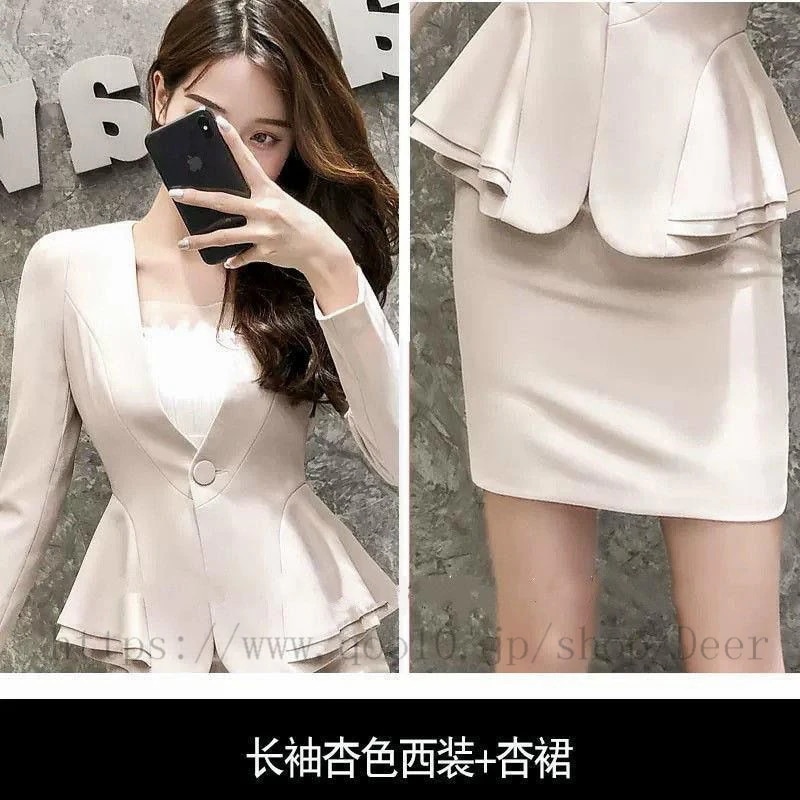 ラッキーバッグ ス一ツ新生活応援ビジネス特集 韓版背広のスーツの雰囲気の職業装女ハスの葉の修身背広タイトスカートスーツ ビジネス スーツ 洗える ストレッチ ラッキーバッグ ス一ツ新生活応援ビジネス特集 韓版背広のスーツの雰囲気の職業装女ハスの葉の修身背広タイトスカートスーツ ビジネス スーツ 洗える ストレッチ