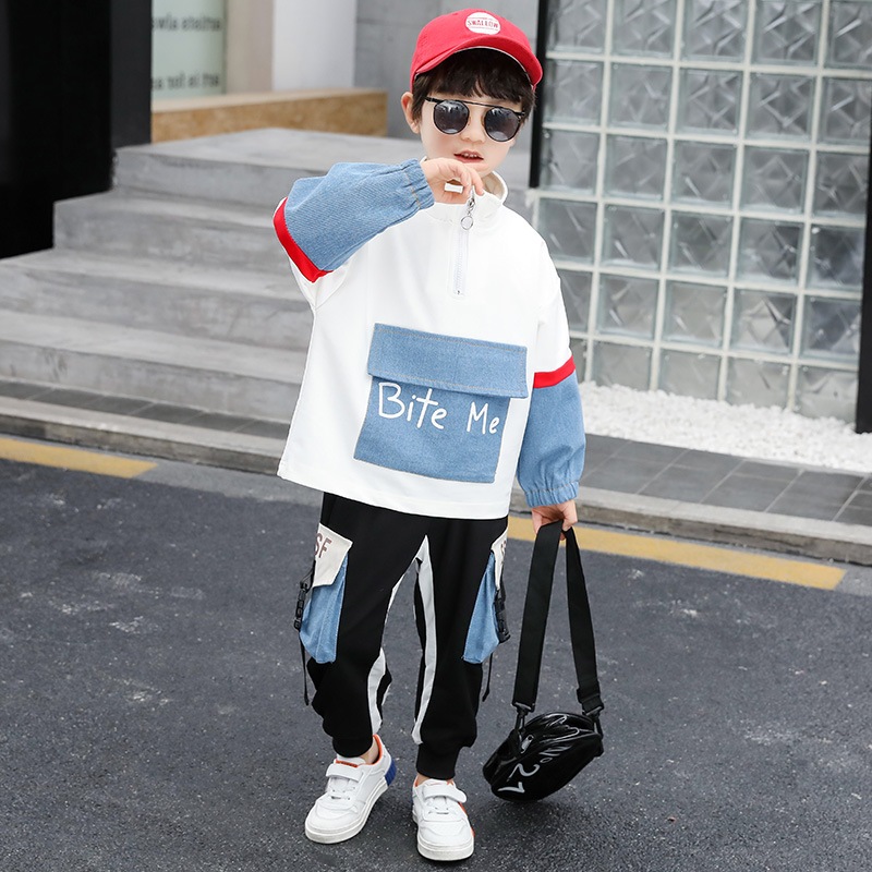 絶妙なデザイン 子供服男の子ののセータースーツ韓国の子供バージョン新しい長袖のツーピーススーツ洋服のトレンド