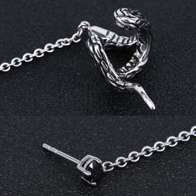 スネイクイヤーカフブラックジルコニアチェーンピアス 1個販売 片耳 蛇 ヘビ 鎖 繋ぐ キャッチ スタッドピアス 耳 軟骨 18G 18ゲージ 男性 女性 プレゼント sst-s-01055xx スネイクイヤーカフブラックジルコニアチェーンピアス 1個販売 片耳 蛇 ヘビ 鎖 繋ぐ キャッチ スタッドピアス 耳 軟骨 18G 18ゲージ 男性 女性 プレゼント sst-s-01055xx