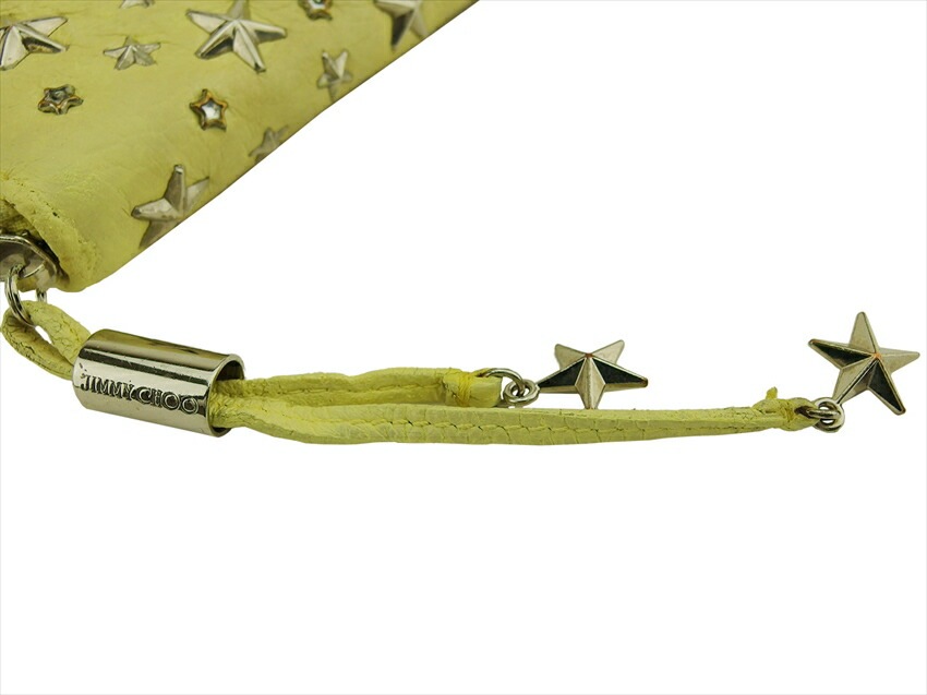 長財布 ラウンドファスナー 財布 スタースタッズ レディース ラインストーン付き イエロー シルバー ゴールド 中古