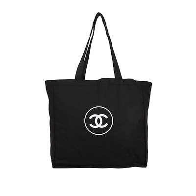 CHANEL ノベルティ海外限定　キャンバス トートバッグ　ブラック Qoo10] CHANEL コスメ ノベルティ海外限定商品!! コス : バッグ