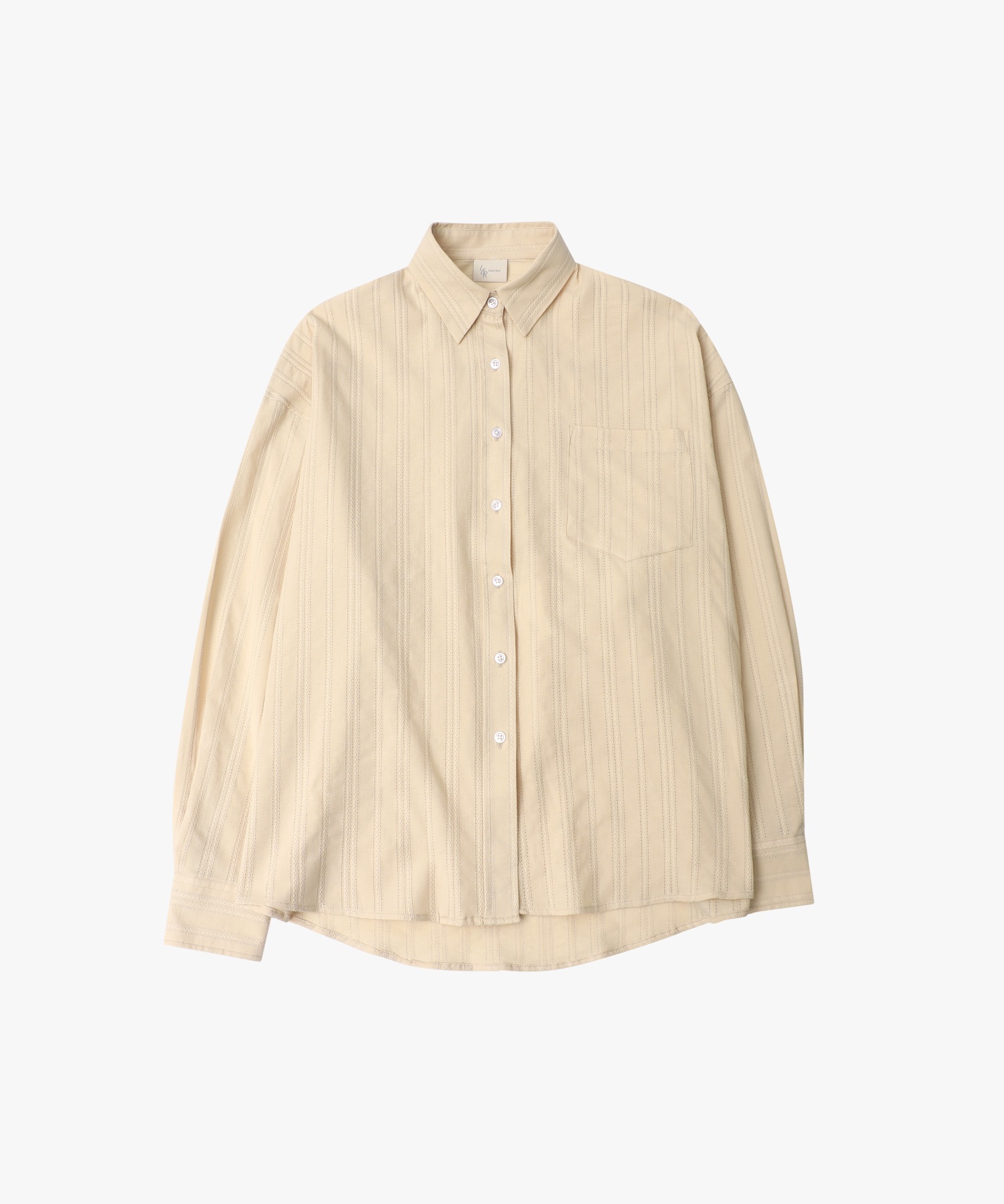 Rope-Wide Cotton Shirt [Beige]