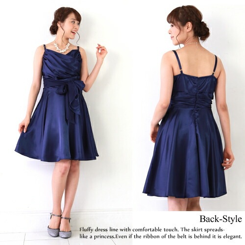 レンタル ドレス レンタル 6点セットゴージャスフレアドレス ネイビーワンピース 結婚式 二次会 謝恩会 パーティー お呼ばれ 大人 レディース ミディアム 紺 青 リボン S M L XL