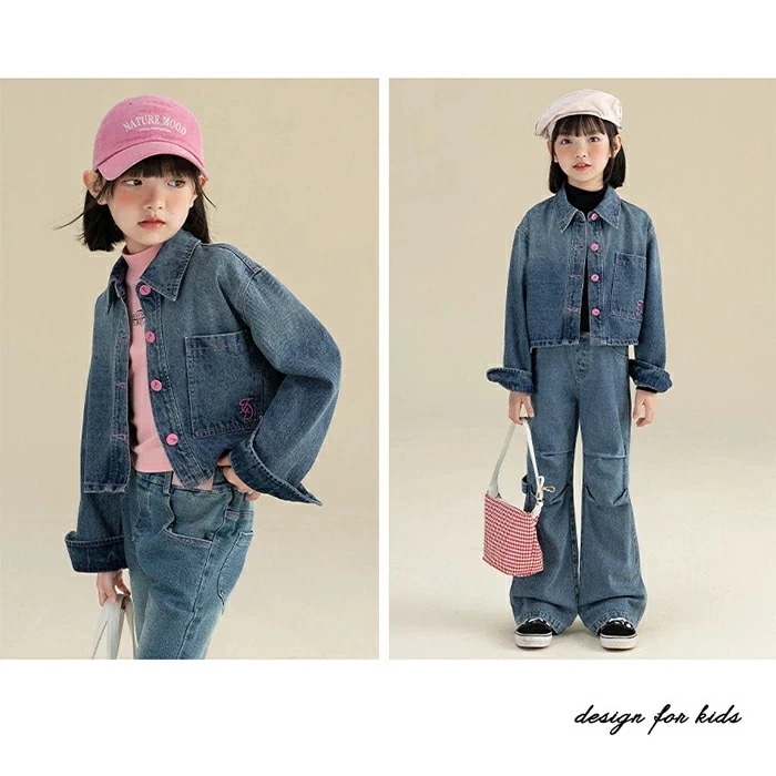 デニムジャケット キッズ デニム ジャケット シャツジャケット ジャンパー Gジャン 長袖 女の子 ミドル丈 上着 女児 防風 春 秋 冬 秋冬用 春秋用 通園 通学 入学 男女兼用 アウター おしゃ
