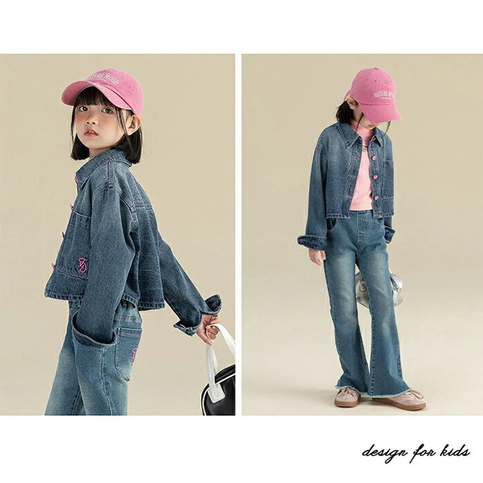 デニムジャケット キッズ デニム ジャケット シャツジャケット ジャンパー Gジャン 長袖 女の子 ミドル丈 上着 女児 防風 春 秋 冬 秋冬用 春秋用 通園 通学 入学 男女兼用 アウター おしゃ