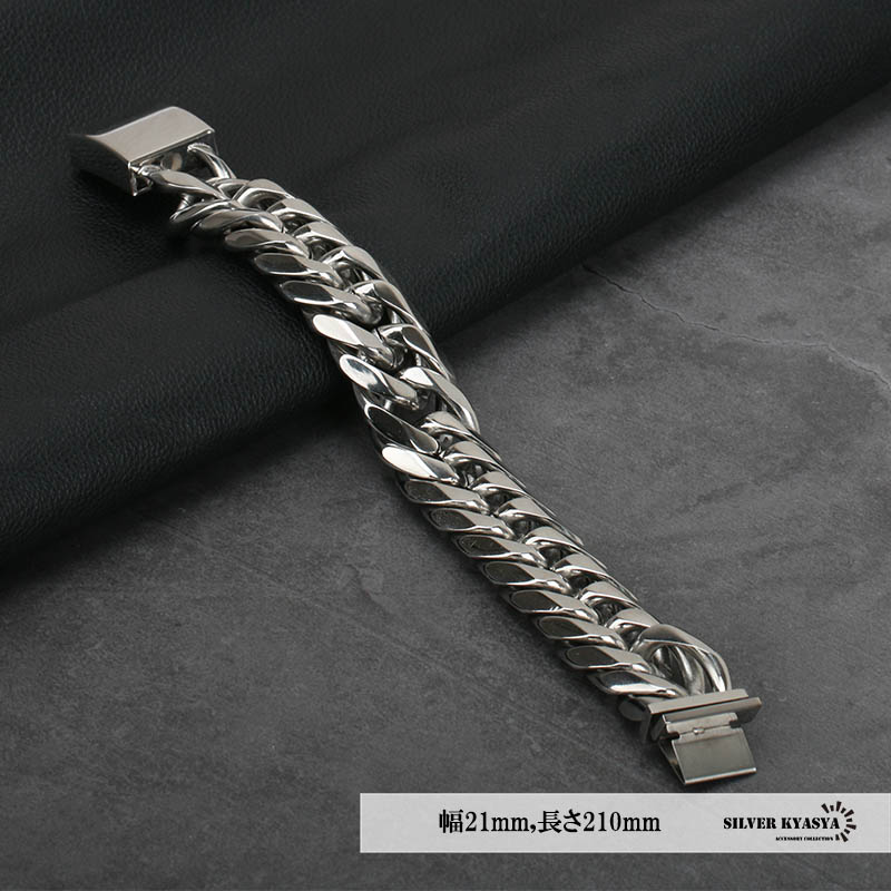 ステンレス ダブル喜平ブレス [b107-silver-21mm]