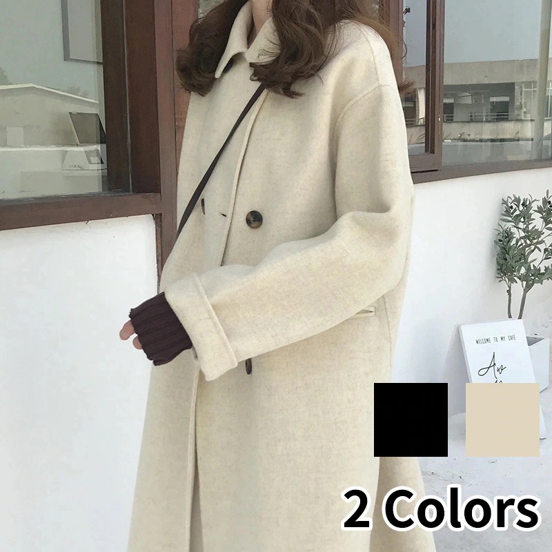 【送料無料】秋冬 カシミヤ チェスターコート ロング ボタン ポケット スリム チェスターコート [2カラー]