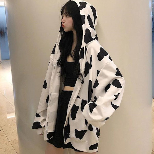 Sunsea 20aw 牛柄パーカー　cow graphic parka Qoo10] ジップアップ パーカー COW柄 牛柄