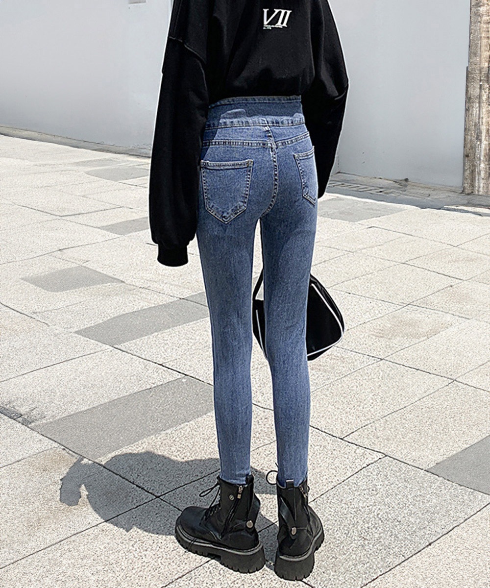 国内即納 デニムパンツ ハイウエストタイトジーパン 1HANNIU-002