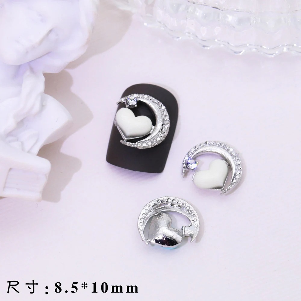 【1つ買うと1つ無料】【メガ割】選べる福袋 枚set lz新月愛ラインストーン付きネイルアート合金ジュエリーホワイトkカラーメタルネイルダイヤモンドジュエリーネット人