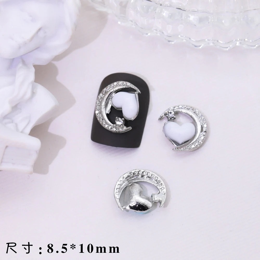 【1つ買うと1つ無料】【メガ割】選べる福袋 枚set lz新月愛ラインストーン付きネイルアート合金ジュエリーホワイトkカラーメタルネイルダイヤモンドジュエリーネット人