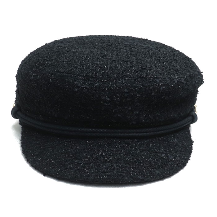 シャネル ココマーク ツイード キャスケット ブラック 2022年 秋冬 CHANEL シャネル キャスケット ココマーク付き