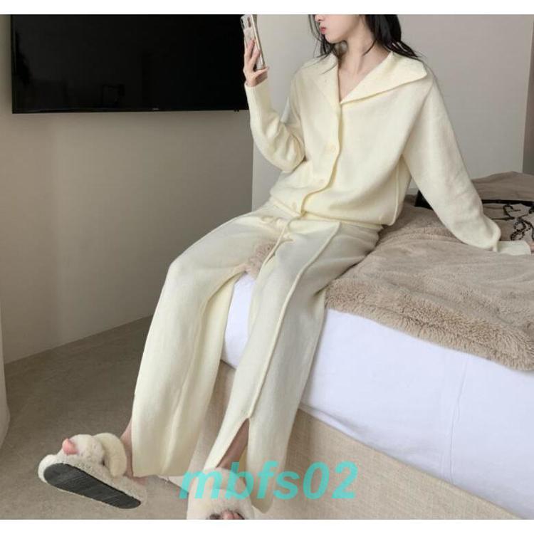 セットアップ レディース 秋冬 ニット ニットセーター ニットカーディガン ワイドパンツ 着痩せ きれいめ タートルネック 長袖 ニット 通勤 カジュアル 冬