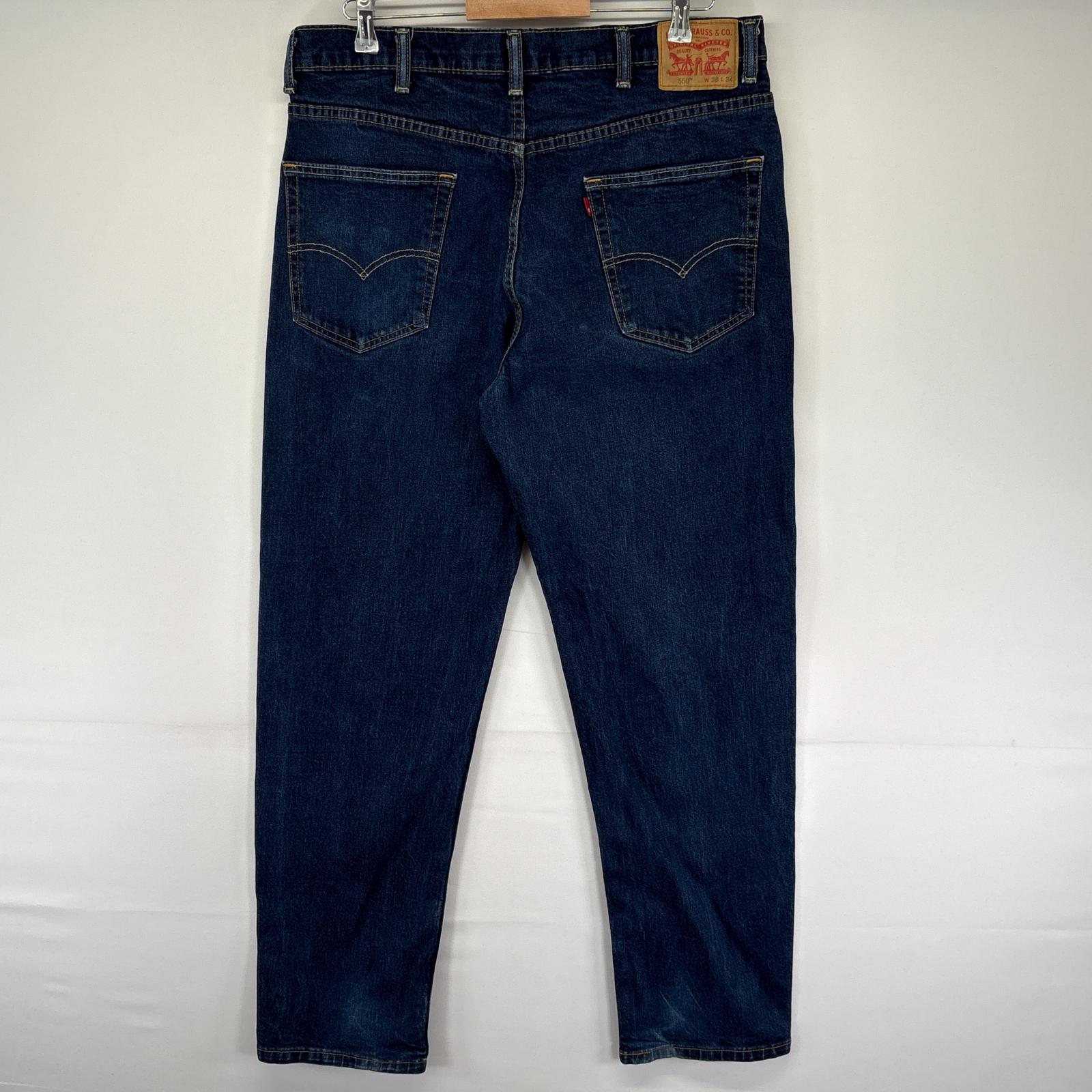 古着 デニムパンツ 550 テーパード 5ポケット ストレッチ ジーンズ ジーパン 色落ち w38 L34 ブルー メンズ 古着 デニムパンツ 550 テーパード 5ポケット ストレッチ ジーンズ ジーパン 色落ち w38 L34 ブルー メンズ