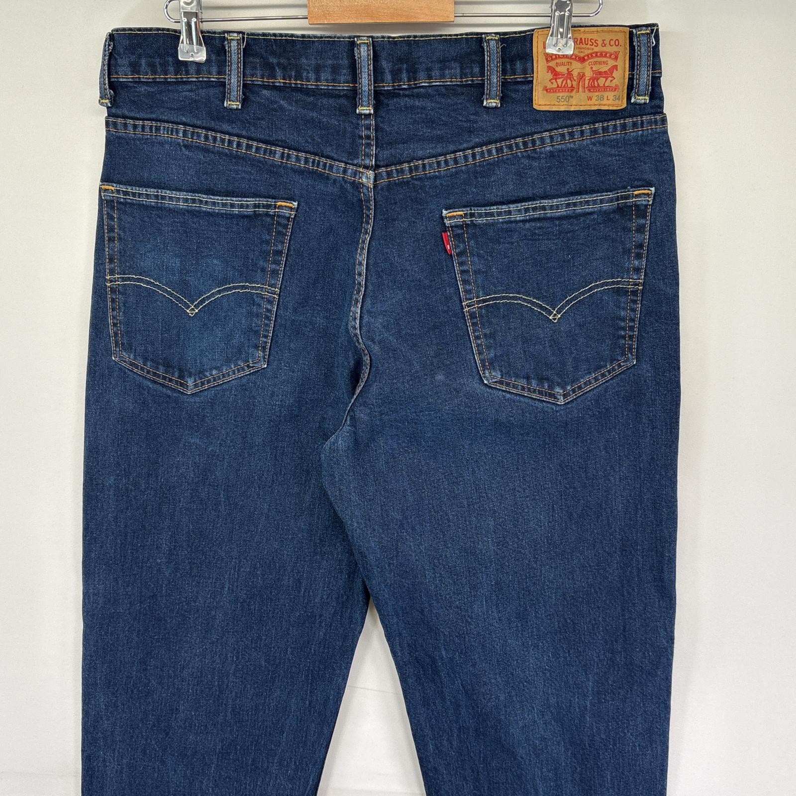 古着 デニムパンツ 550 テーパード 5ポケット ストレッチ ジーンズ ジーパン 色落ち w38 L34 ブルー メンズ 古着 デニムパンツ 550 テーパード 5ポケット ストレッチ ジーンズ ジーパン 色落ち w38 L34 ブルー メンズ