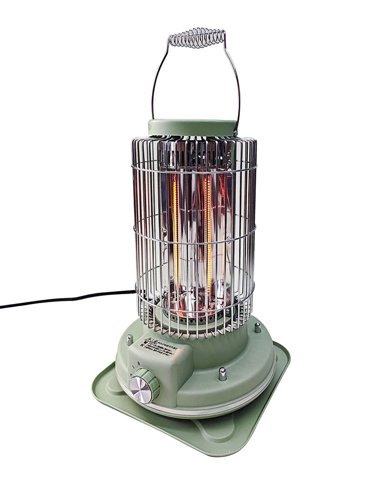 電気ストーブ レトロ調電気ストーブ 段階パワー切替(弱/強) 軽量 約1.6kg 遠赤外線 静音設計 レトロデザイン 安全装置 転倒時自動OFF付き RM-216H グリーン ROOMMATE