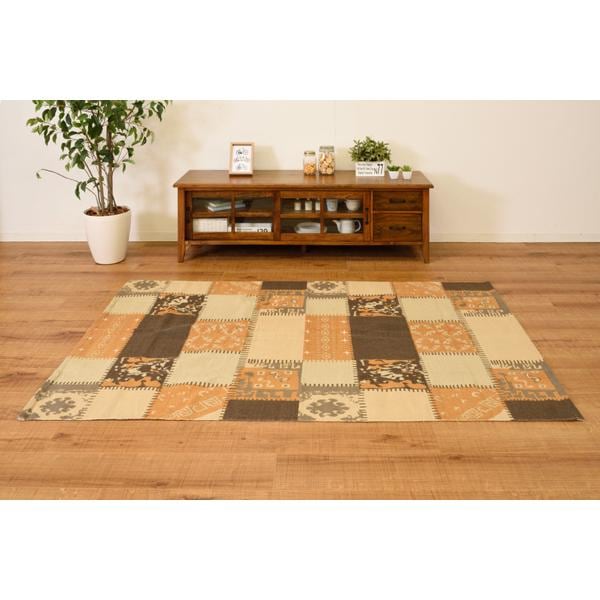 ラグマット 絨毯 ラグ マット パッチワーク風 デザイン 柄 130190cm 長方形 おしゃれ 西洋風 北欧 インド綿 ベージュ ブルー グレー 鮮やか カラー