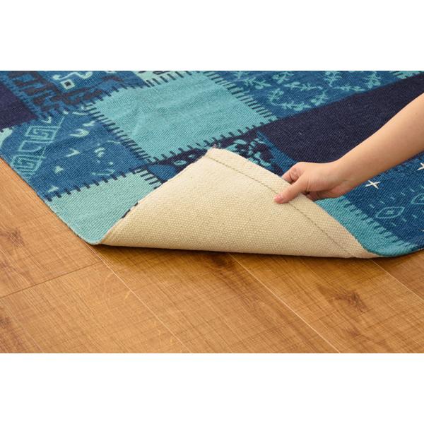 ラグマット 絨毯 ラグ マット パッチワーク風 デザイン 柄 130190cm 長方形 おしゃれ 西洋風 北欧 インド綿 ベージュ ブルー グレー 鮮やか カラー