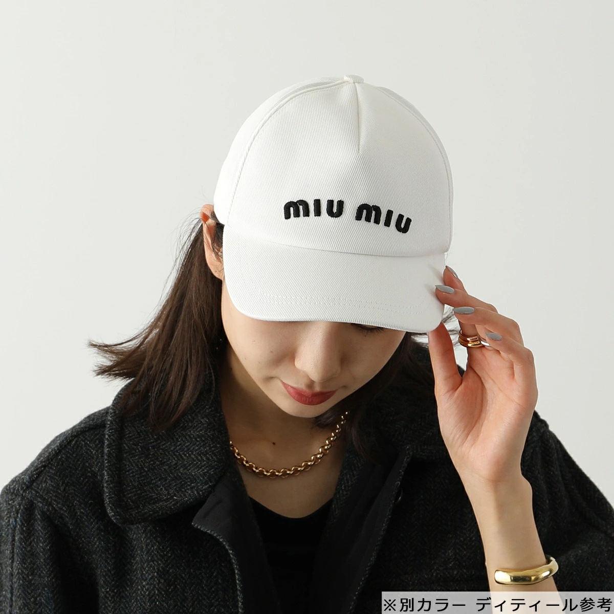 【カラー限定特価】MIUMIU ミュウミュウ ベースボールキャップ 5HC179 2DXI レディース ロゴ 刺繍 エンボス デニム 帽子 F0D9K