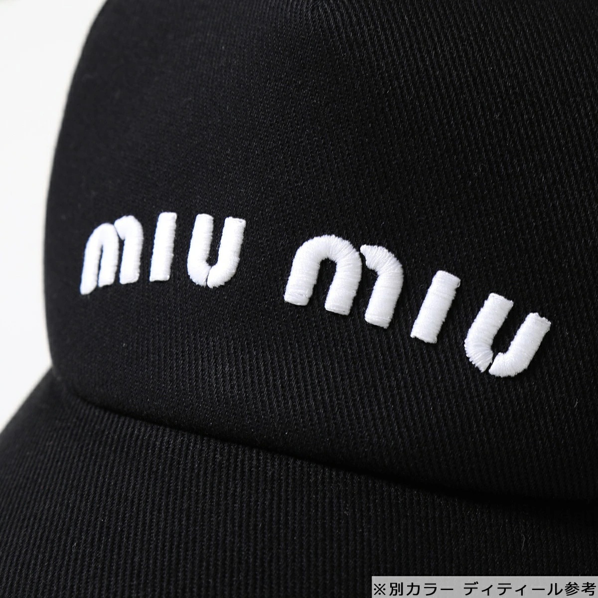 【カラー限定特価】MIUMIU ミュウミュウ ベースボールキャップ 5HC179 2DXI レディース ロゴ 刺繍 エンボス デニム 帽子 F0D9K