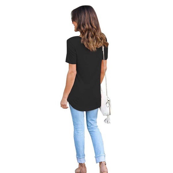 女性のルーズトップス女性のカジュアルソリッドカラーブラウスティーズクロスショートスリーブVネック中空Tシャツ 女性のルーズトップス女性のカジュアルソリッドカラーブラウスティーズクロスショートスリーブVネック中空Tシャツ