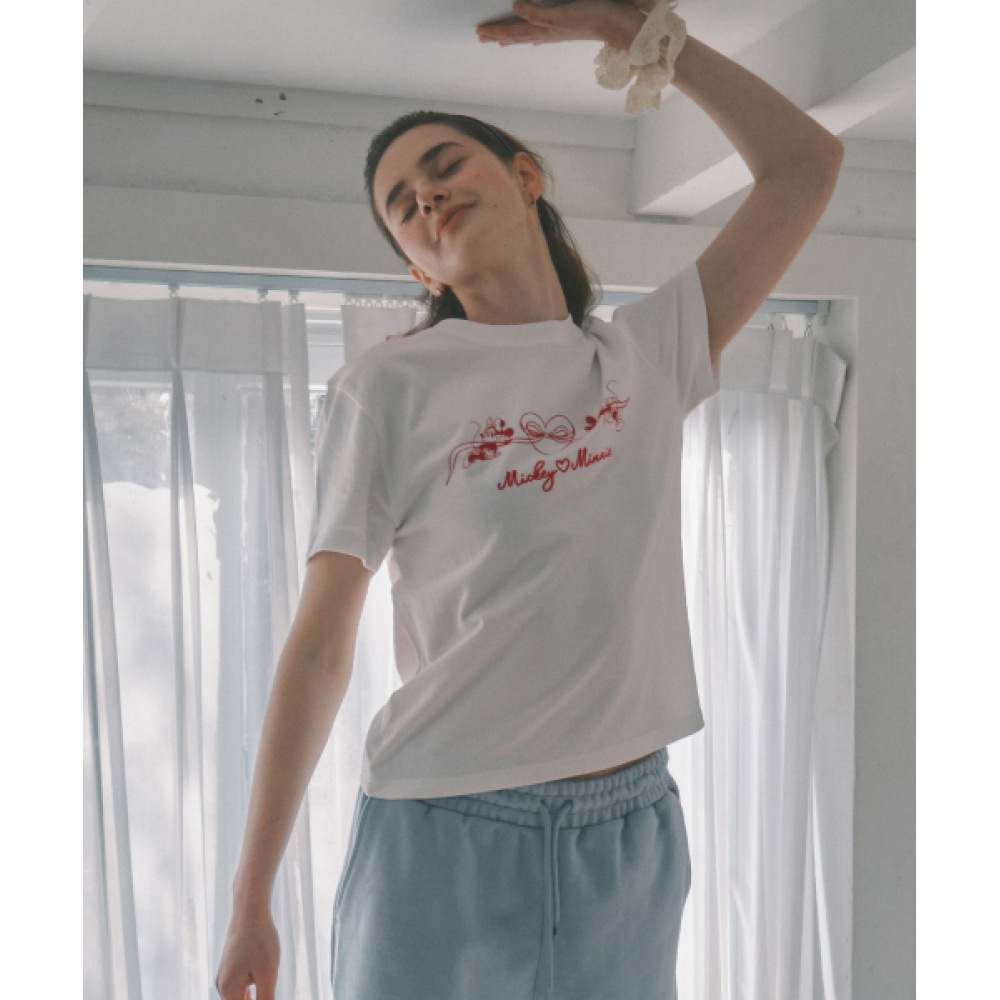 CODEGY [Disney] ミッキーマウスハートミニーマウス半袖Tシャツ_ホワイト
