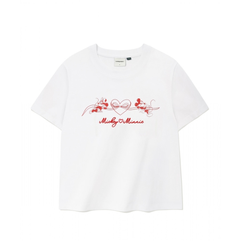 CODEGY [Disney] ミッキーマウスハートミニーマウス半袖Tシャツ_ホワイト