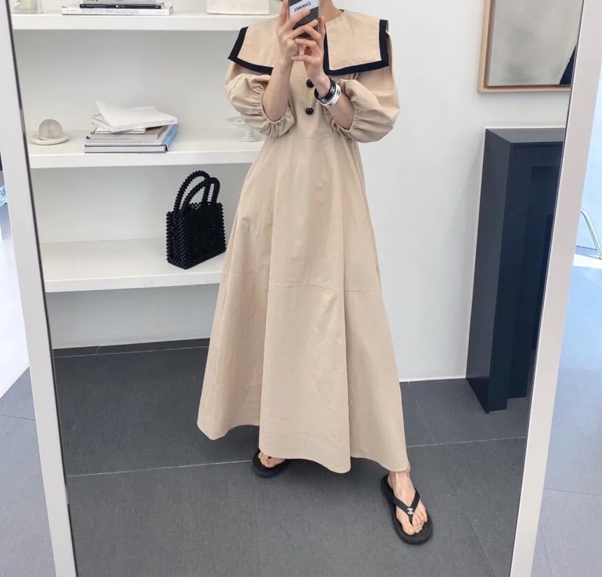 ワンピース Aラインワンピース フレアワンピース ロングワンピース ロング丈 マキシ丈 タック