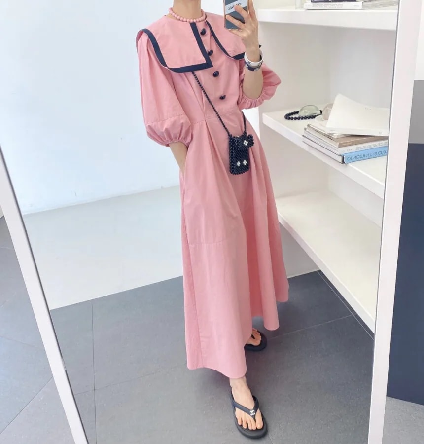 ワンピース Aラインワンピース フレアワンピース ロングワンピース ロング丈 マキシ丈 タック