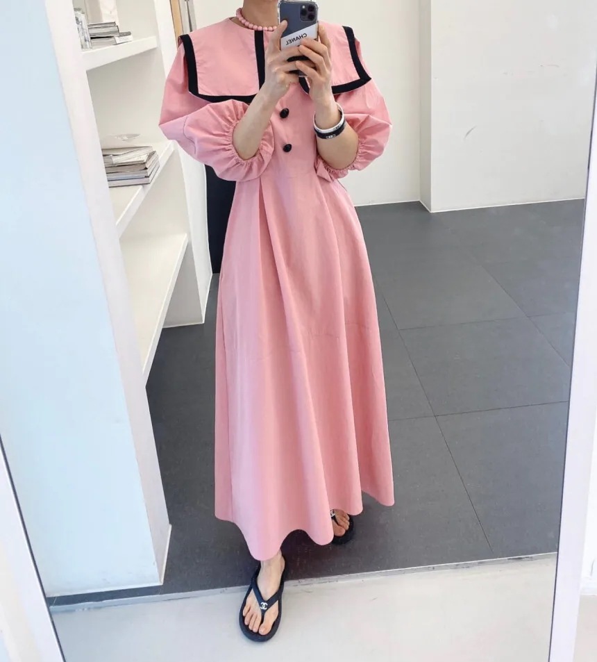 ワンピース Aラインワンピース フレアワンピース ロングワンピース ロング丈 マキシ丈 タック