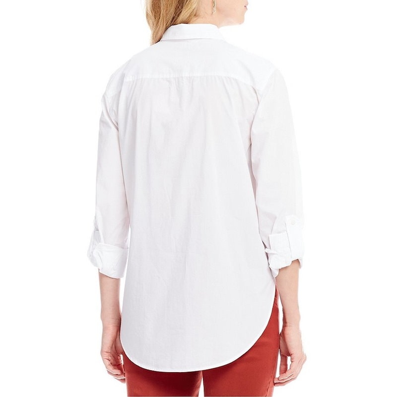 NYDJ レディース トップス ブラウス・シャツ【NYDJ Roll-Tab Sleeve Solid Button Front Shirt】Optic White NYDJ レディース トップス ブラウス・シャツ【NYDJ Roll-Tab Sleeve Solid Button Front Shirt】Optic White