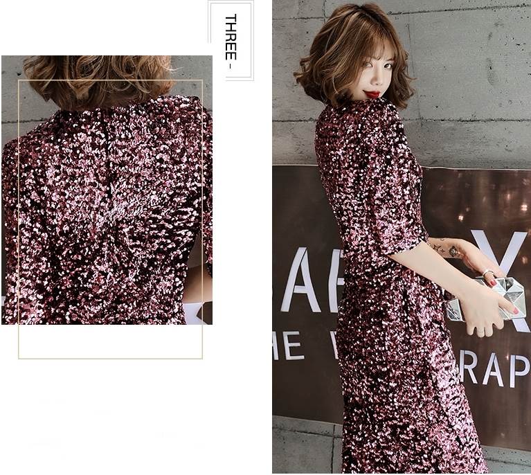 パーティードレス ミモレ丈 膝丈 カッコイイ キラキラ 個性的 袖あり パープル タイト 結婚式 二次会 お呼ばれ ドレス フォーマル 演奏会 ピアノ 発表会 ドレス ワンピース 大人 きれいめ カシ