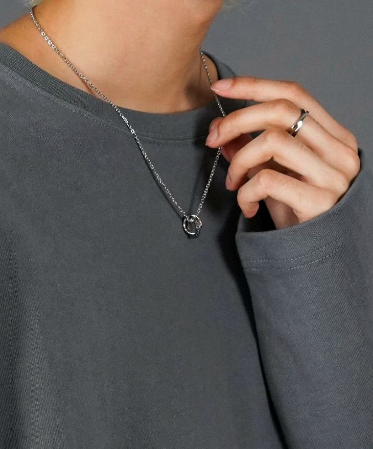 ネックレス メンズ 【WEB限定】イバラダブルリングネックレス サージカルステンレス LH-03NE0415 ステンレス アレルギーフリー クリスマス 誕生日 【ネコポス】