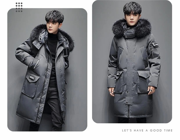 ダウンコート ダウンジャケット ロング 大きいサイズ メンズ 防風 ロングダウンジャケット コート フードき アウター ロング かっこいい メンズファッション 防寒 雪 あったか ブラック アイボリー