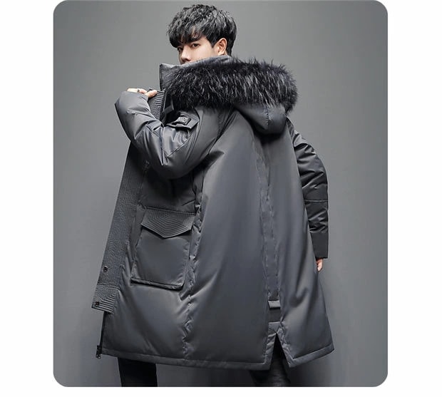 ダウンコート ダウンジャケット ロング 大きいサイズ メンズ 防風 ロングダウンジャケット コート フードき アウター ロング かっこいい メンズファッション 防寒 雪 あったか ブラック アイボリー