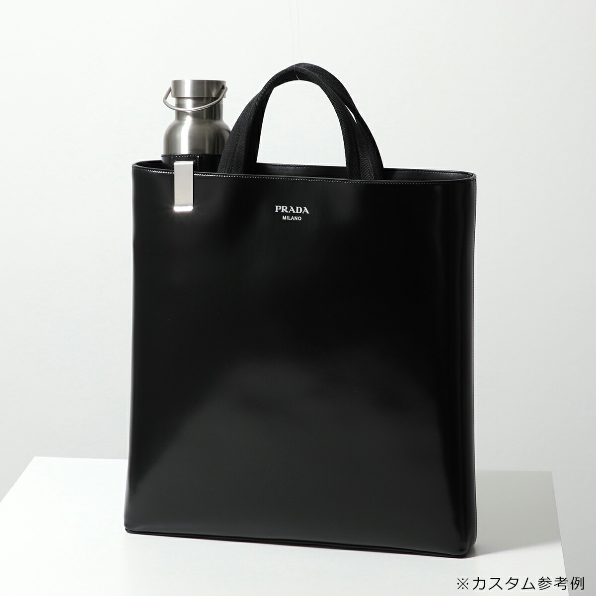 【訳あり】PRADA プラダ トートバッグ 2VG113 OOO ZO6 メンズ レザー ウォーターボトル ボトルホルダー付き ロゴ 鞄 F0002/NERO