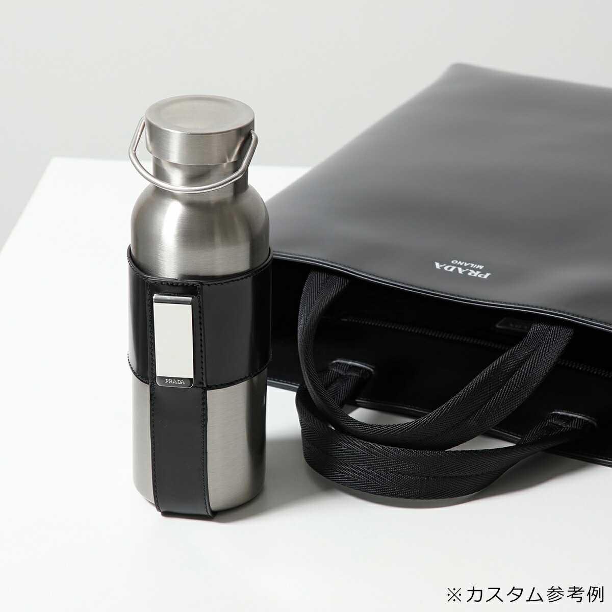 【訳あり】PRADA プラダ トートバッグ 2VG113 OOO ZO6 メンズ レザー ウォーターボトル ボトルホルダー付き ロゴ 鞄 F0002/NERO
