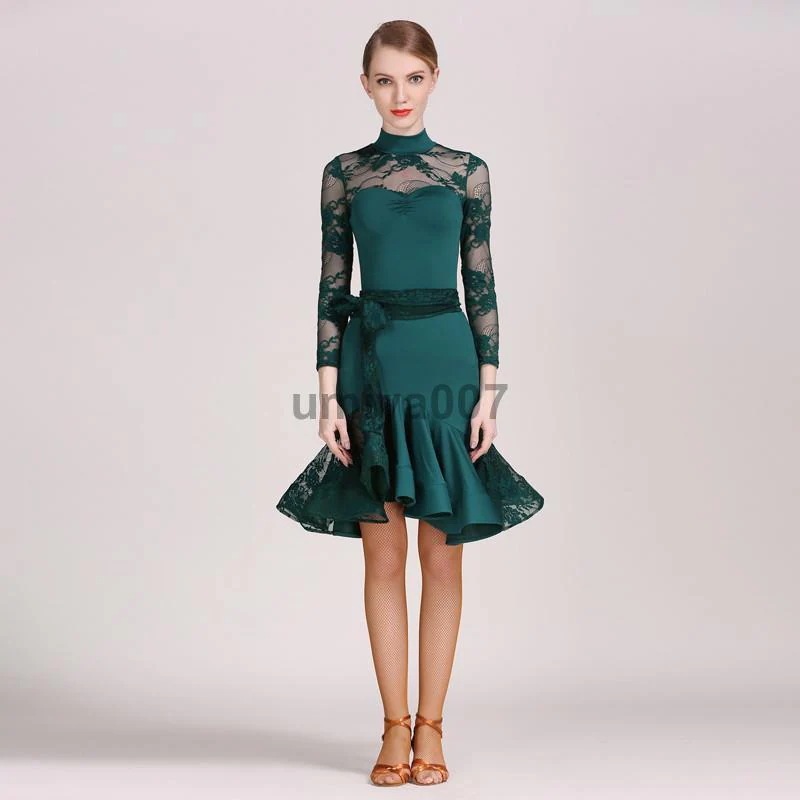 ダンス衣装 レディース ラテンダンス ワンピース レース マーメイド フレア ラテンドレス ダンスウエア 社交ダンス 舞台 ステージ衣装 ラテン専門服