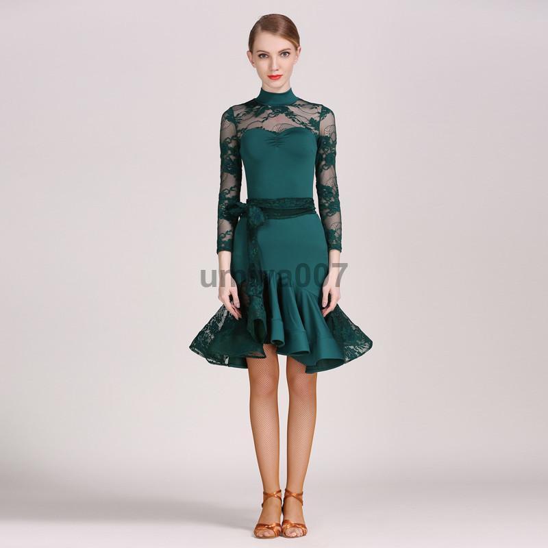 ダンス衣装 レディース ラテンダンス ワンピース レース マーメイド フレア ラテンドレス ダンスウエア 社交ダンス 舞台 ステージ衣装 ラテン専門服