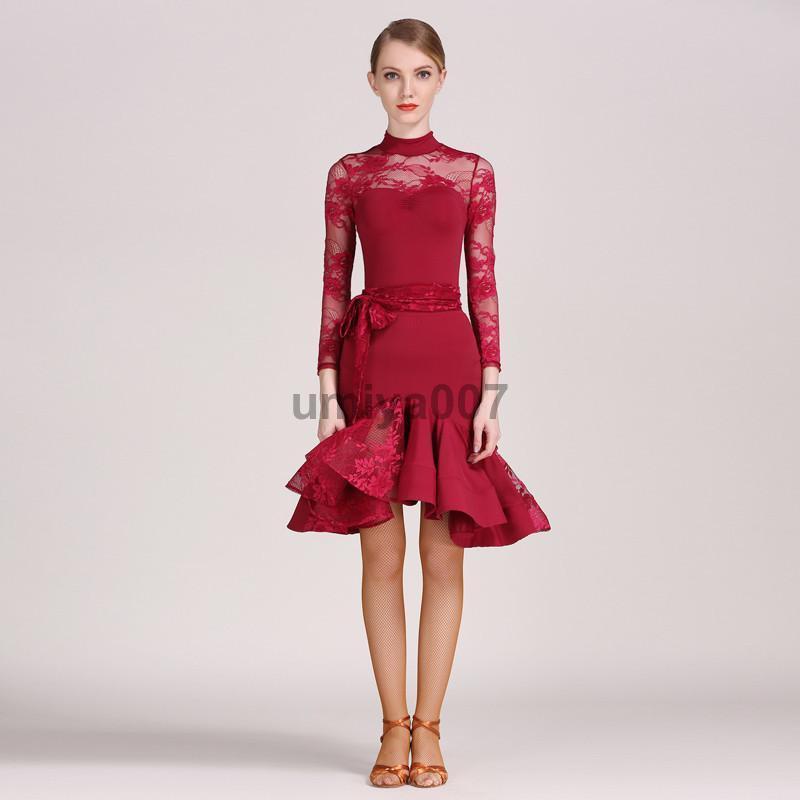 ダンス衣装 レディース ラテンダンス ワンピース レース マーメイド フレア ラテンドレス ダンスウエア 社交ダンス 舞台 ステージ衣装 ラテン専門服