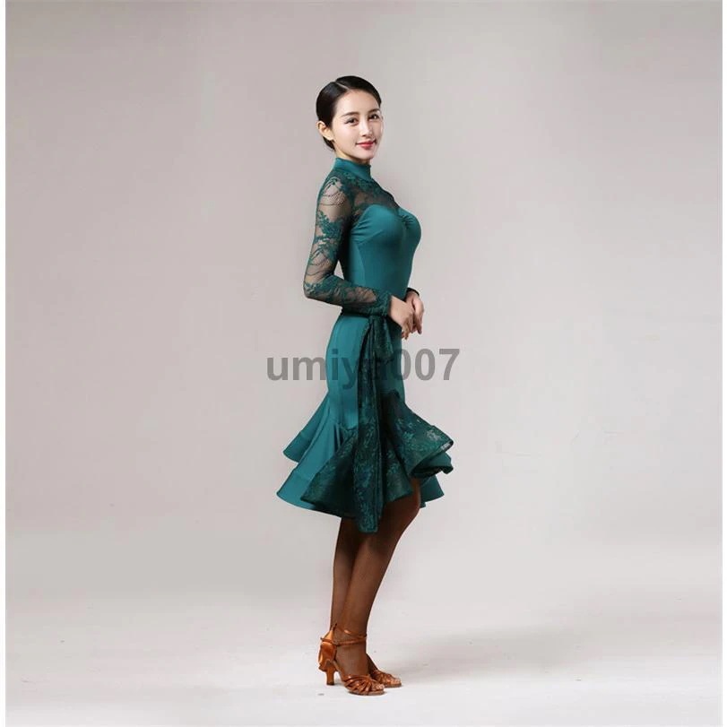 ダンス衣装 レディース ラテンダンス ワンピース レース マーメイド フレア ラテンドレス ダンスウエア 社交ダンス 舞台 ステージ衣装 ラテン専門服