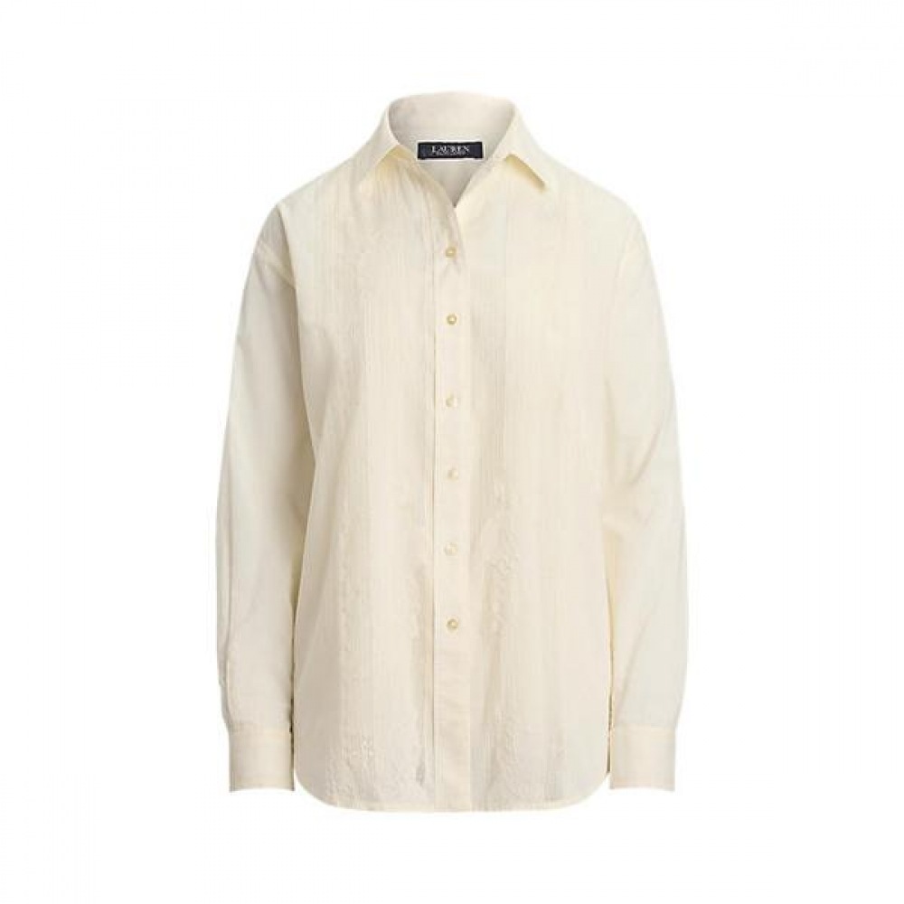 ローレンラルフローレンレーストリムコットンボイルシャツ (WMLRSHTS6820472101)