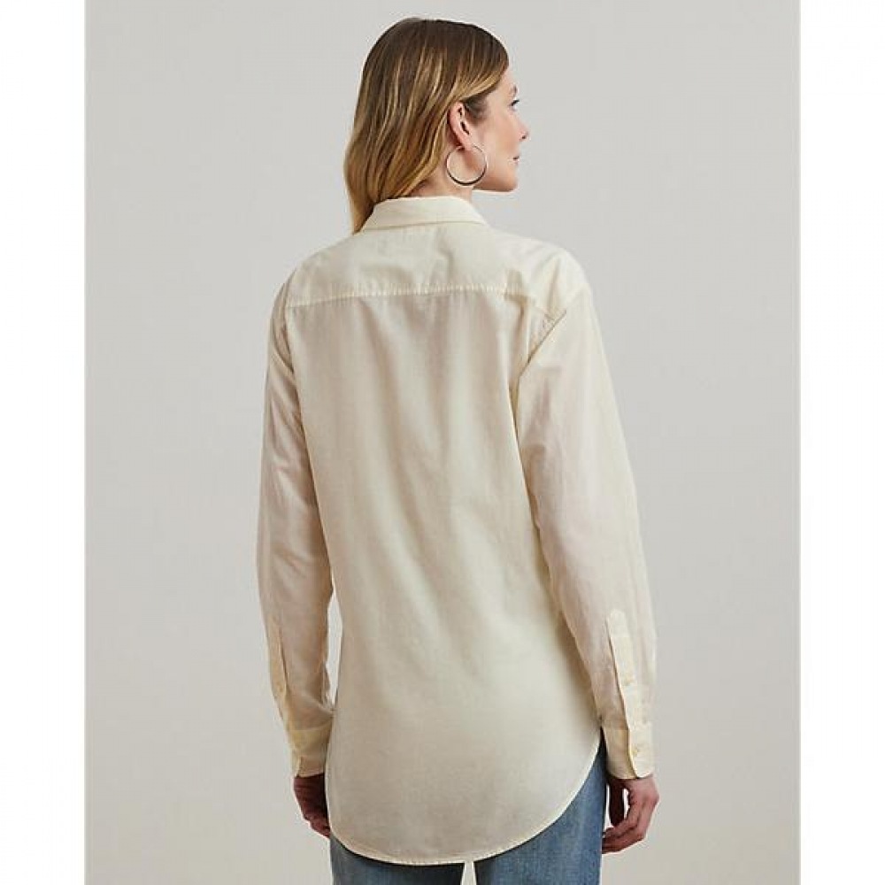 ローレンラルフローレンレーストリムコットンボイルシャツ (WMLRSHTS6820472101)