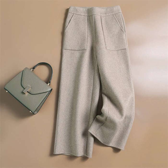 ワイドパンツ ウール レディース きれいめ ボトムス ストレートパンツ 美脚 脚長 秋冬ズボン レディース 長ズボン ロングパンツ ボトムス 細見せ 高見え ゆったり カジュアル 秋冬 保温 無地