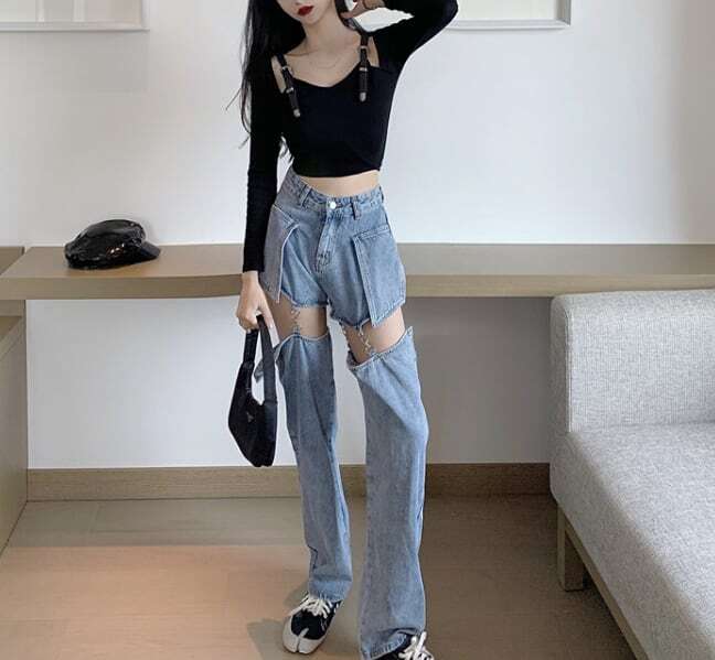 レディース ボトムス デニム ダメージ クラッシュ セパレート チェーン 変形 取り外し可能 肌見せ セクシー ハイウエスト 大人可愛い ママコーデ ママファッション 韓国系 オルチャン 人気 トレン レディース ボトムス デニム ダメージ クラッシュ セパレート チェーン 変形 取り外し可能 肌見せ セクシー ハイウエスト 大人可愛い ママコーデ ママファッション 韓国系 オルチャン 人気 トレン