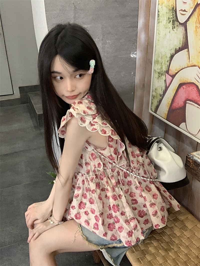 レディース トップス シャツ ブラウス フレア ティアード 袖なし ノースリーブ スタンドカラー Aライン フェミニン ふわふわ かわいい 大人可愛い 上品 おしゃれ レトロ ガーリー 主役級