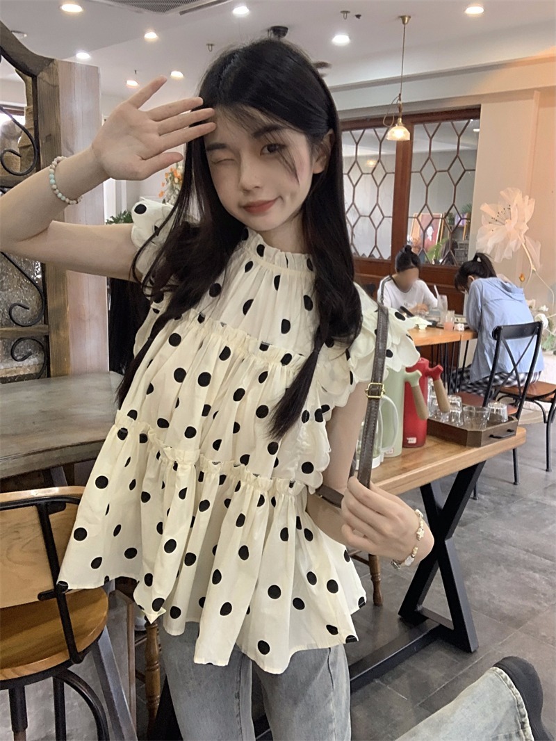 レディース トップス シャツ ブラウス フレア ティアード 袖なし ノースリーブ スタンドカラー Aライン フェミニン ふわふわ かわいい 大人可愛い 上品 おしゃれ レトロ ガーリー 主役級