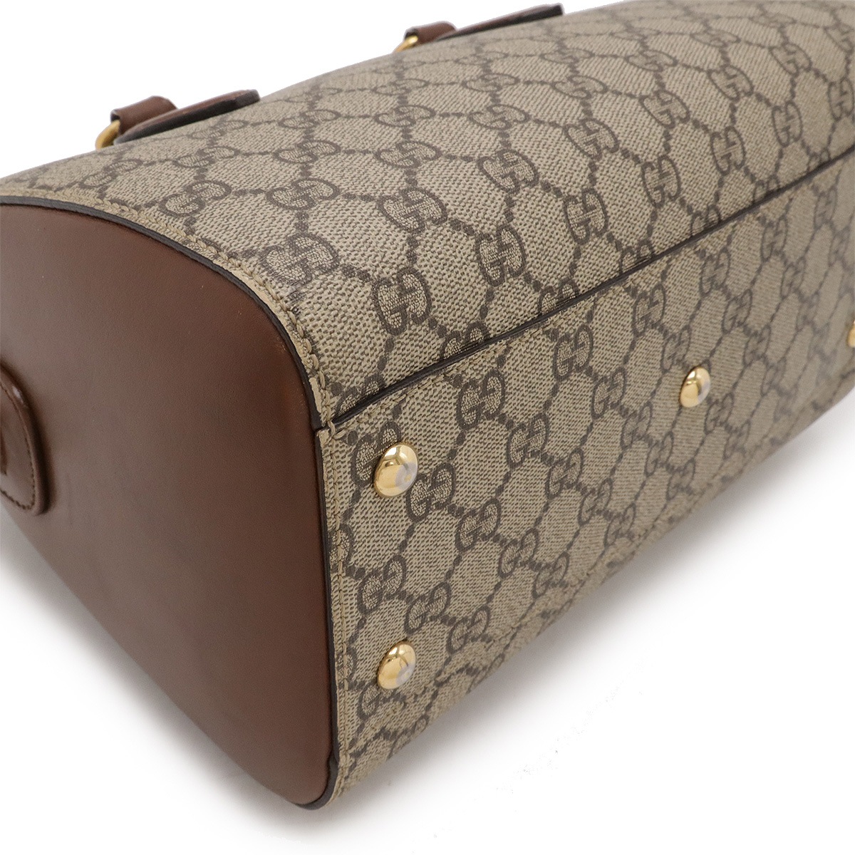 GGスプリーム ハンドバッグ ミニボストンバッグ 2WAY ショルダーバッグ レザー ベージュ ブラウン 茶 ゴールド金具 40952 GGスプリーム ハンドバッグ ミニボストンバッグ 2WAY ショルダーバッグ レザー ベージュ ブラウン 茶 ゴールド金具 40952