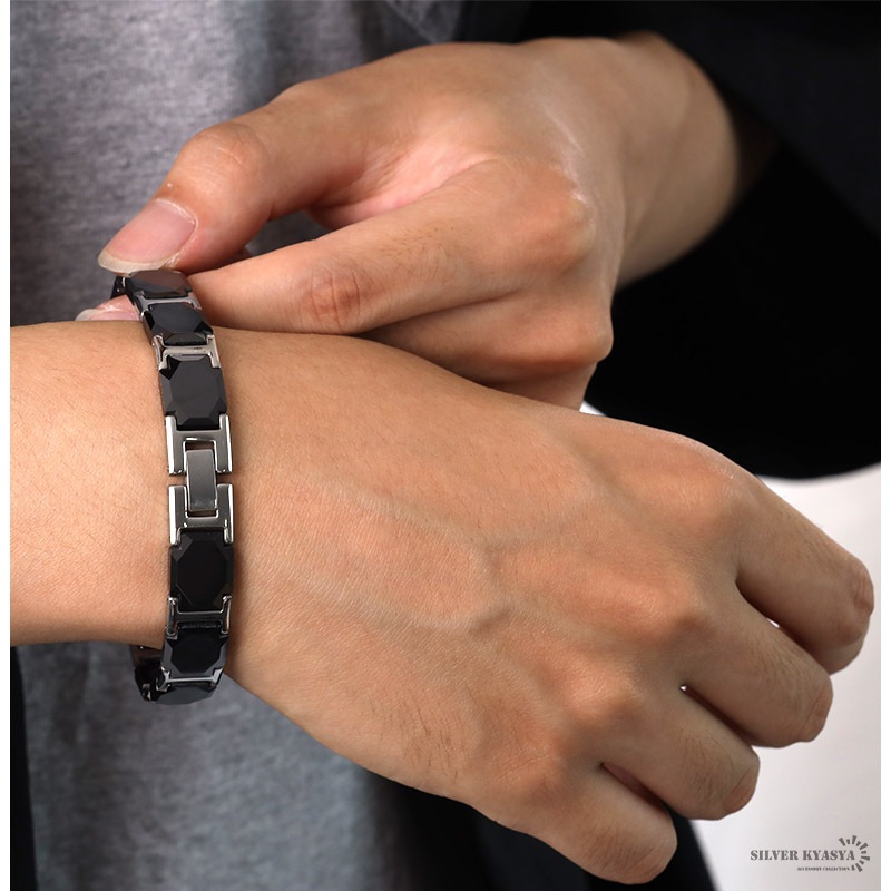 セラミック 磁気ブレスレット [b392-silver]