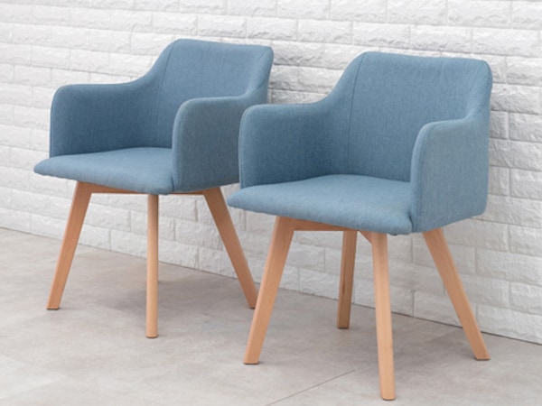 ダイニングチェア 2脚セット 座面高42cm チェア 肘掛 ファブリック 木製 天然木 ダイニング 椅子 北欧 チェアー リビングチェア 食卓 食卓椅子 肘付き いす ハの字脚 木製脚